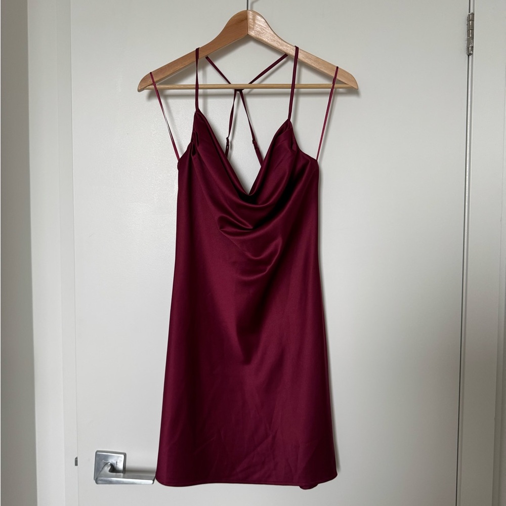 Dynamite Olivia Cowl Neck Satin Dress